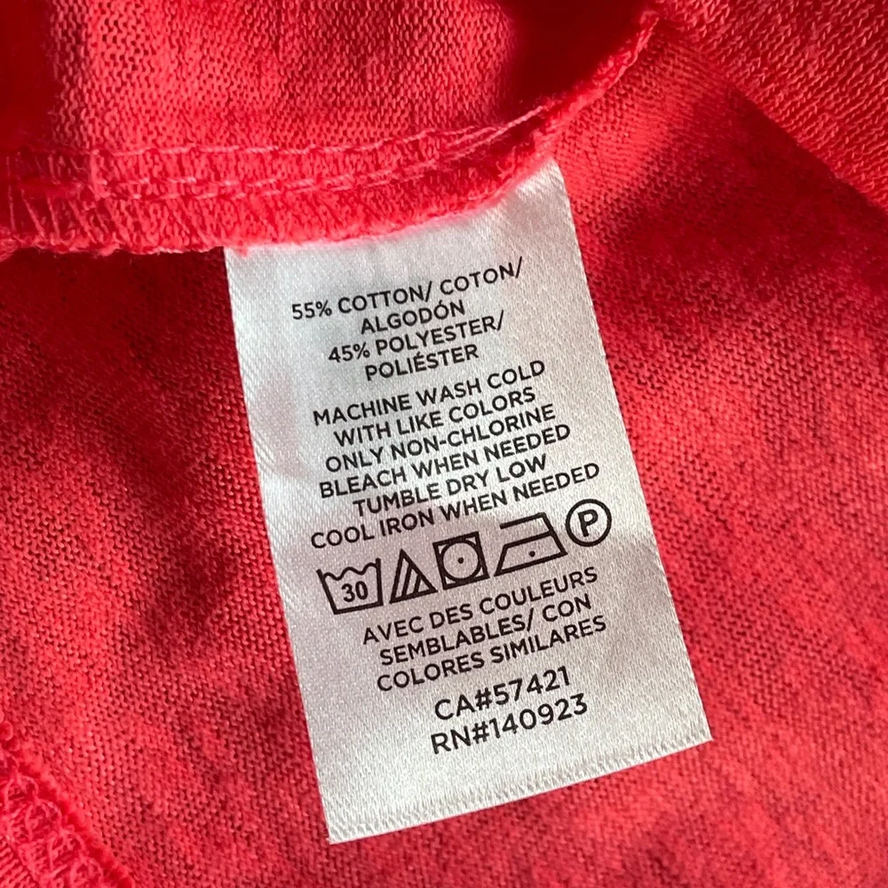 LOFT Coral Red Orange Solid Ruffle Trim Crew Neck Sleeveless Top Size XL - NEW - Picture 8 of 8